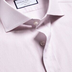 Charles Tyrwhitt Slim Fit Pink Non-Iron Twill Stripe Shirt